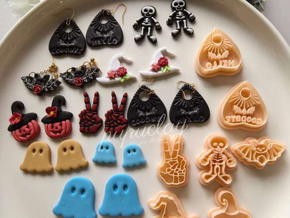 10pcs Halloween themed earrings polymer claycutter, photo 3 of 4 - 10pcs Halloween themed earrings polymer claycutter Jewellery & Accessories