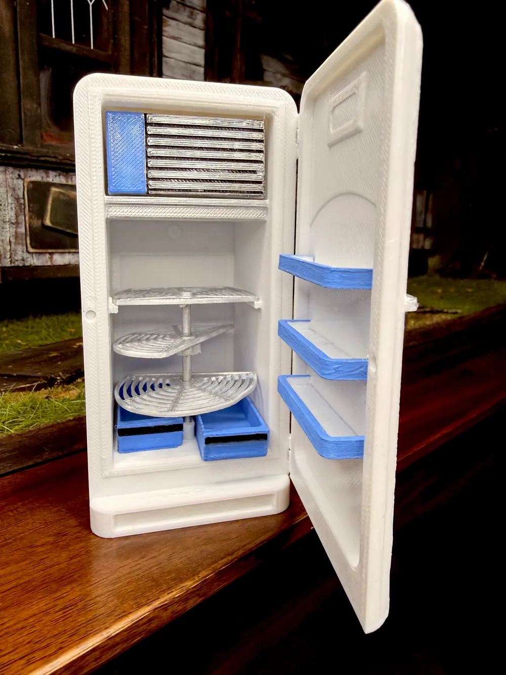 1:12 Dollhouse 1950's Lazy Susan Refrigerator, photo 3 of 5 - Dolls & Pretend Play, kitchen