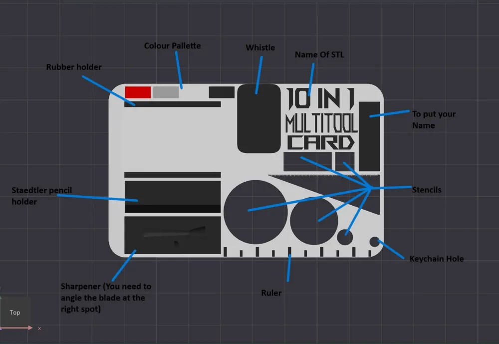 11 In 1 Multitool/Mult Sketching Card, photo 2 of 4 - 11 In 1 Multitool/Mult Sketching Card Tools