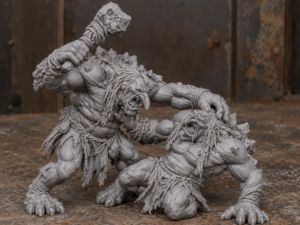 2 trolls fighting, photo 3 of 4 - 2 trolls fighting Miniatures