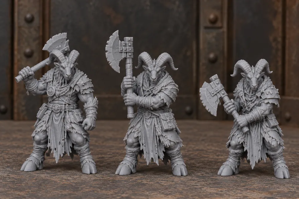 3 axe wielding beast men goat men, photo 2 of 4 - 3 axe wielding beast men goat men Props & Cosplay