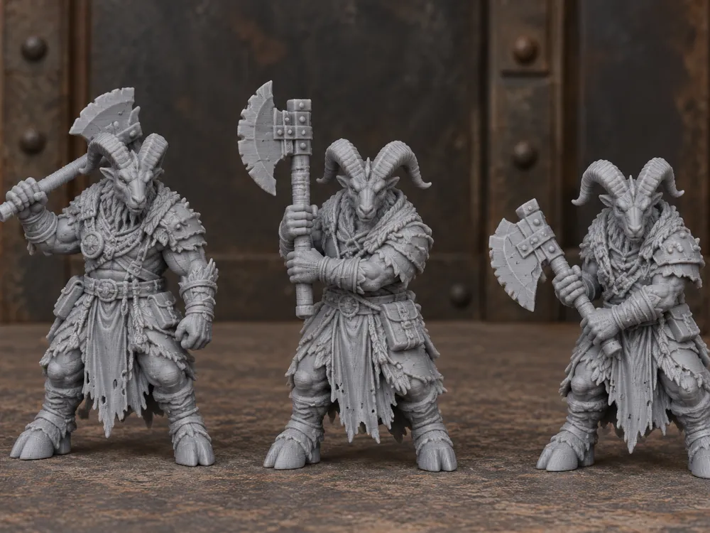 3 axe wielding beast men goat men - Axes, Hammers & Polearms, in stock