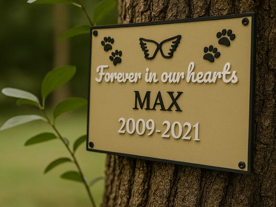 3D Pet Memorial Plaque Personalized Name & Dates