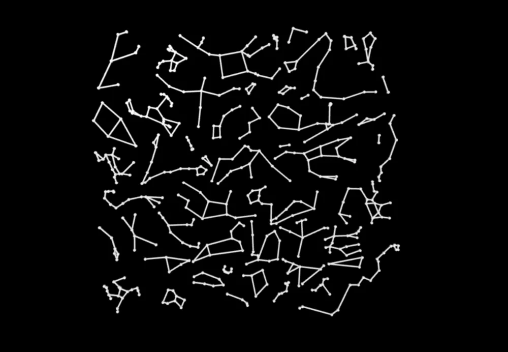 52 Constellations set in relief glow in the dark
