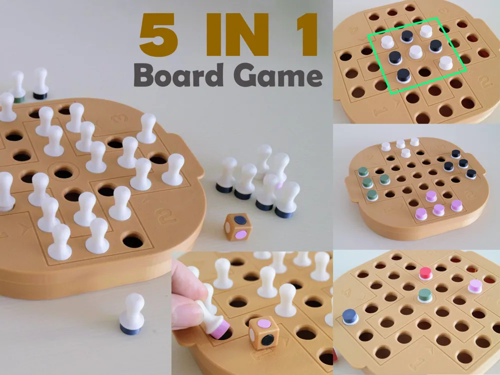 5 in 1 Board Game Set - Compact Classic Game