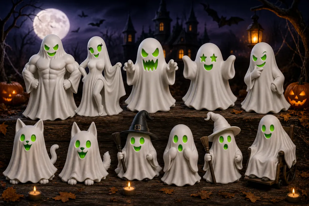 67 Halloween Ghosts, Color Your Own Collection, photo 2 of 4 - 67 Halloween Ghosts, Color Your Own Collection Household