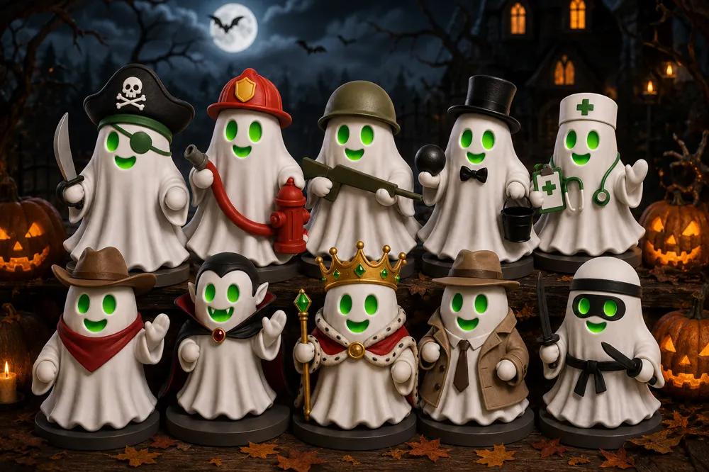 67 Halloween Ghosts, Color Your Own Collection, photo 3 of 4 - 67 Halloween Ghosts, Color Your Own Collection Household