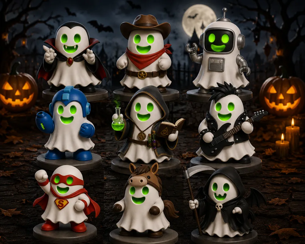 67 Halloween Ghosts, Color Your Own Collection, photo 4 of 4 - 67 Halloween Ghosts, Color Your Own Collection Household