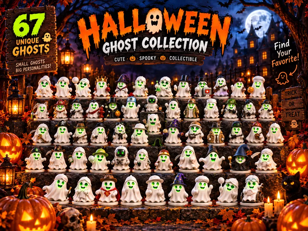 67 Halloween Ghosts, Color Your Own Collection - Decor, in stock in India