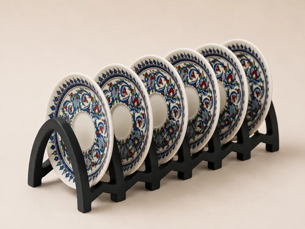 6-Slot Turkish Coffee & Tea Saucer Organizer