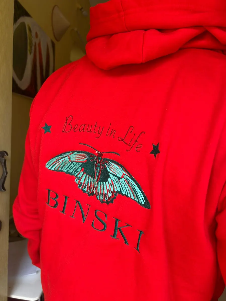 A hoodie, butterfly and all