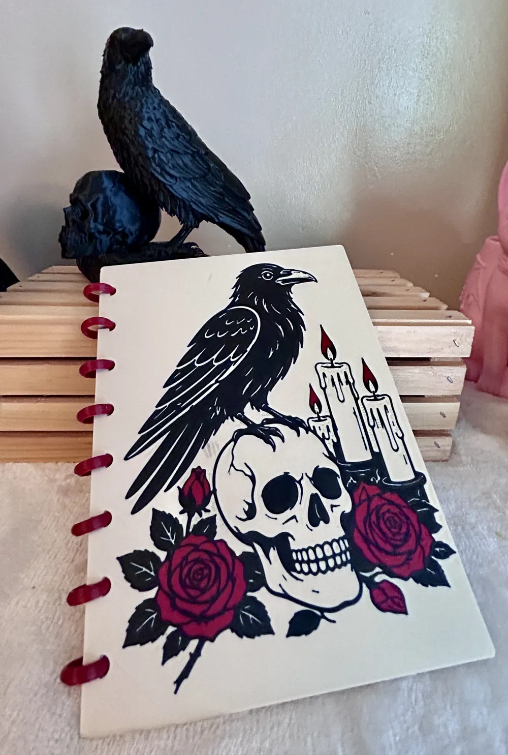 A5 Refillable Discbound Journal, Raven & Skull, photo 2 of 4 - A5 Refillable Discbound Journal, Raven & Skull Household
