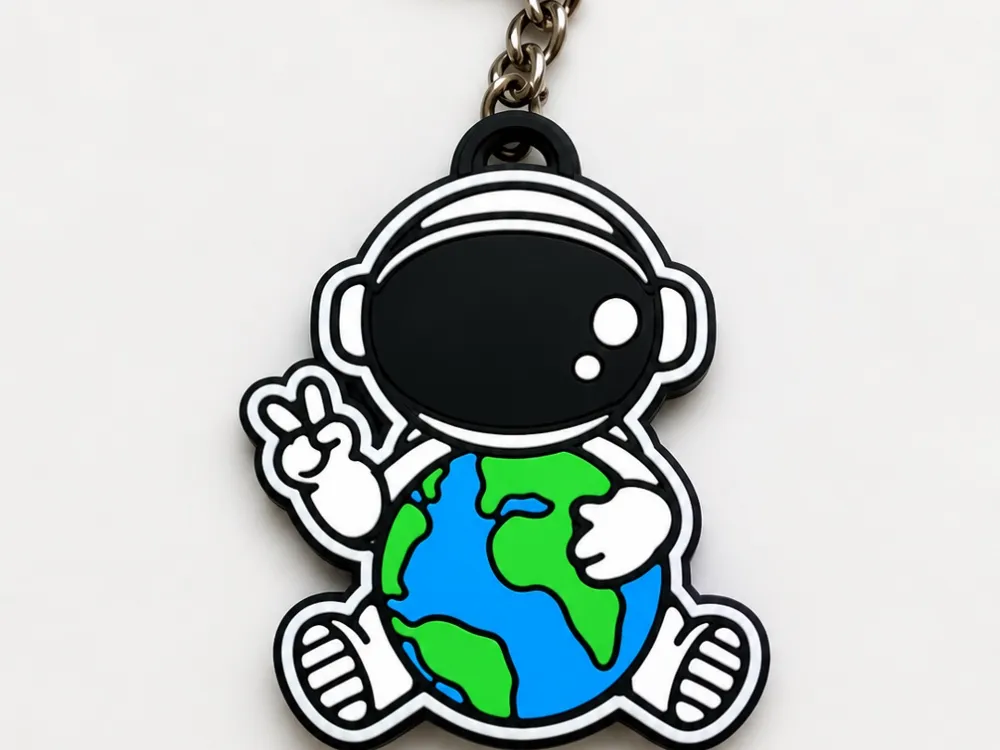 adorable astronaut keychain hugging planet Earth, photo 4 of 4 - adorable astronaut keychain hugging planet Earth Generative Art