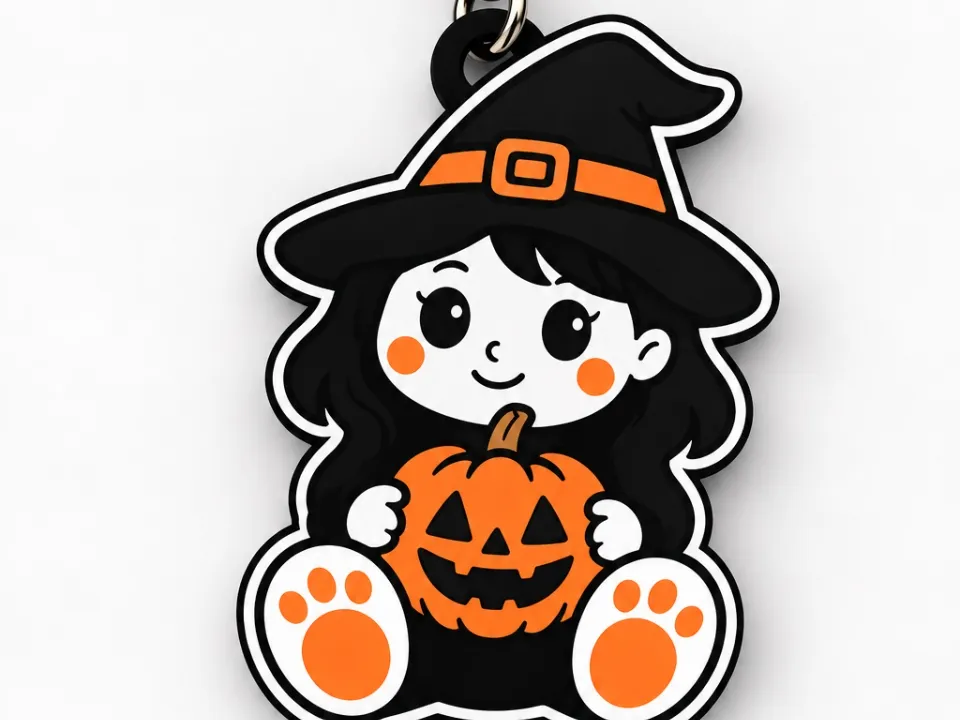 adorable Halloween Witch Keychain, photo 4 of 4 - adorable Halloween Witch Keychain Keychains