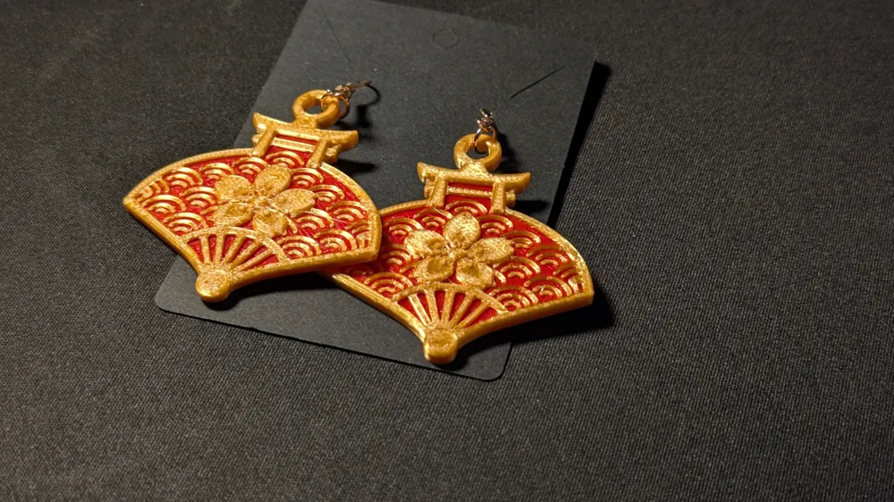 Aka Ogi Red Fan Earrings, photo 4 of 4 - Aka Ogi Red Fan Earrings Jewellery & Accessories