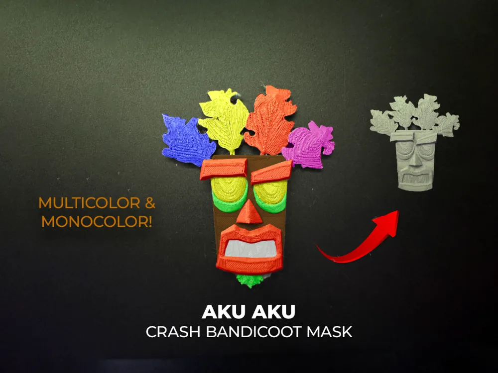 Aku Aku Mask, Stylized Crash Bandicoot Totem