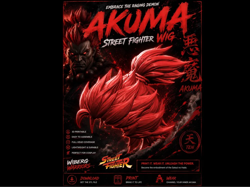 Akuma "Street Fighter" Wig