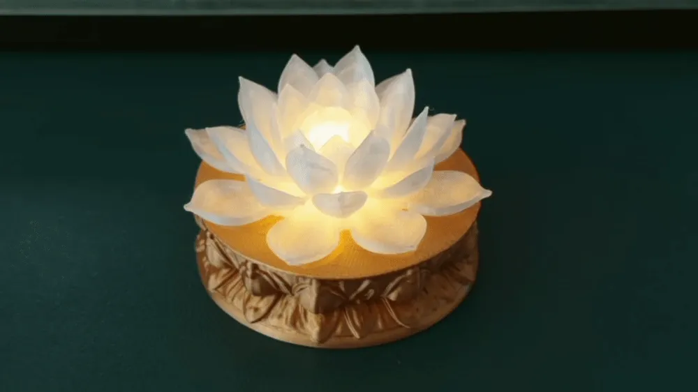 Clear Lotus Lamp with Base