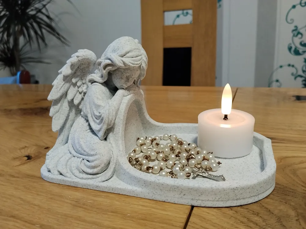 Angel Rosary & Candle Tray, photo 2 of 4 - Angel Rosary & Candle Tray Home Decor Items