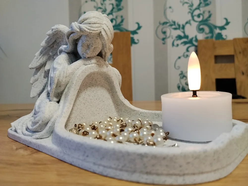 Angel Rosary & Candle Tray, photo 3 of 4 - Angel Rosary & Candle Tray Home Decor Items