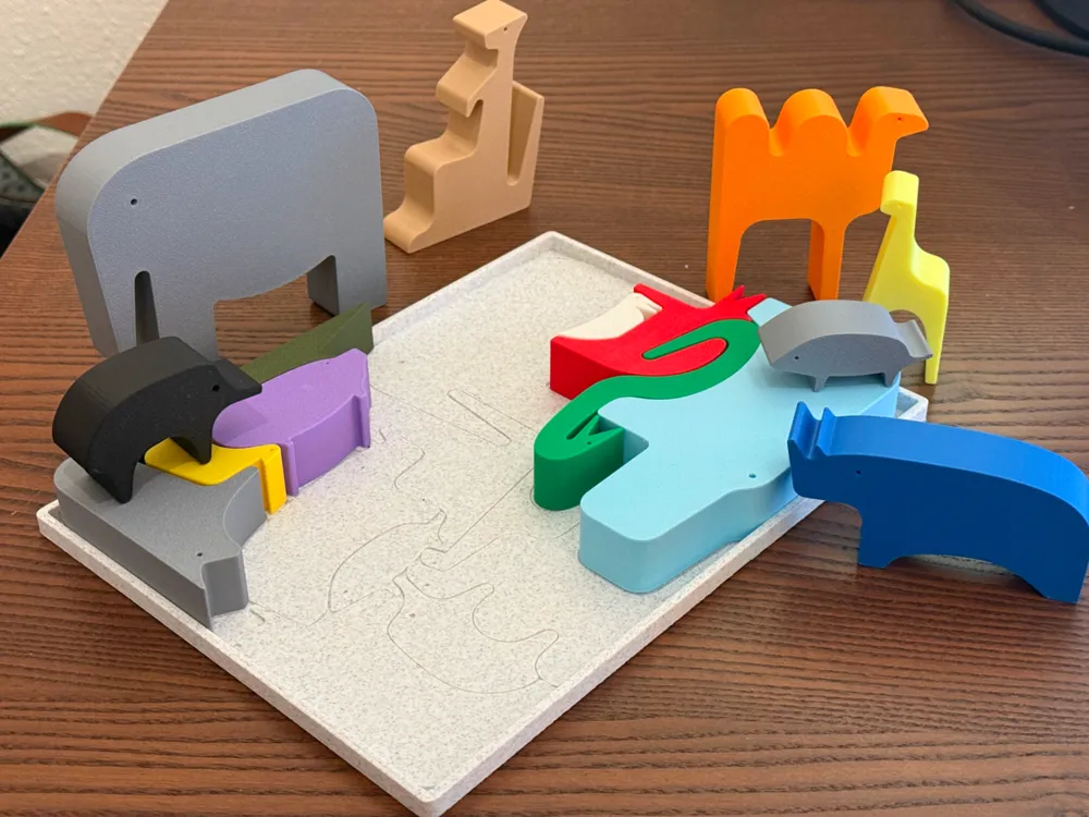 Animals Puzzle with plate - Montessori baby toy - Puzzles & Brain Teasers, in stock