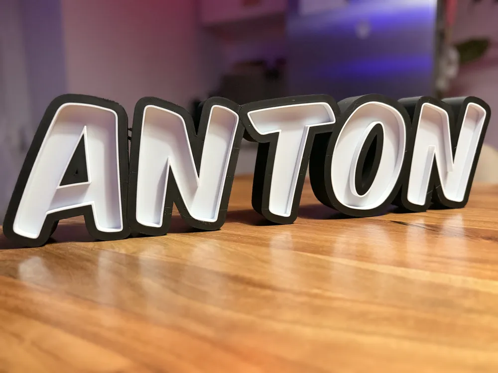 Anton LED Namenlampe Lightbox, photo 2 of 4 - Light Boxes & Shadow Lamps, name lamp