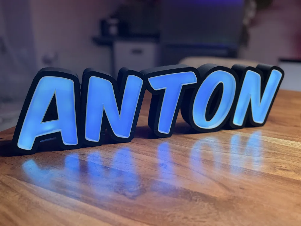 Anton LED Namenlampe Lightbox, photo 4 of 4 - Light Boxes & Shadow Lamps, komika axis