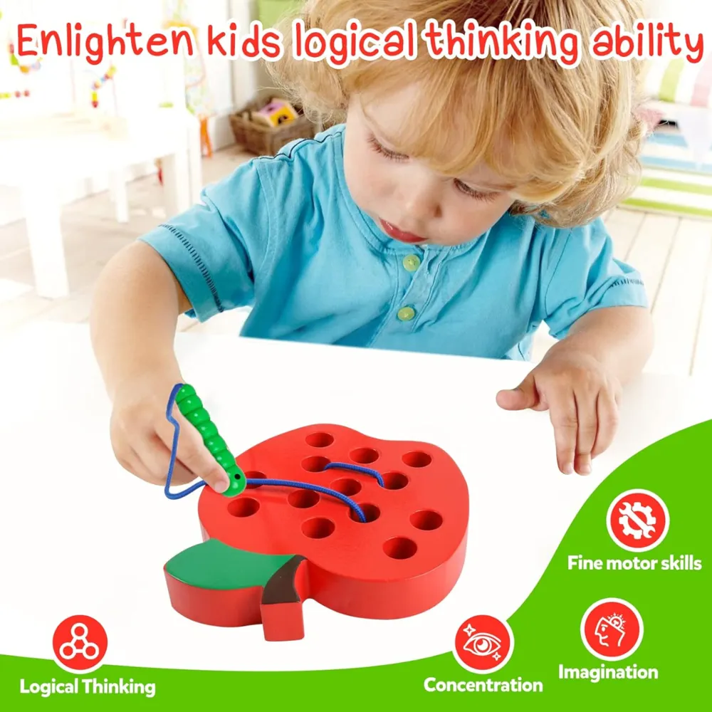 Apple Lacing Toy for Kids, photo 2 of 4 - Apple Lacing Toy for Kids Toys & Games