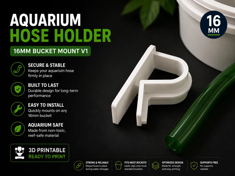 Aquarium Hose Holder, 16mm Bucket Mount