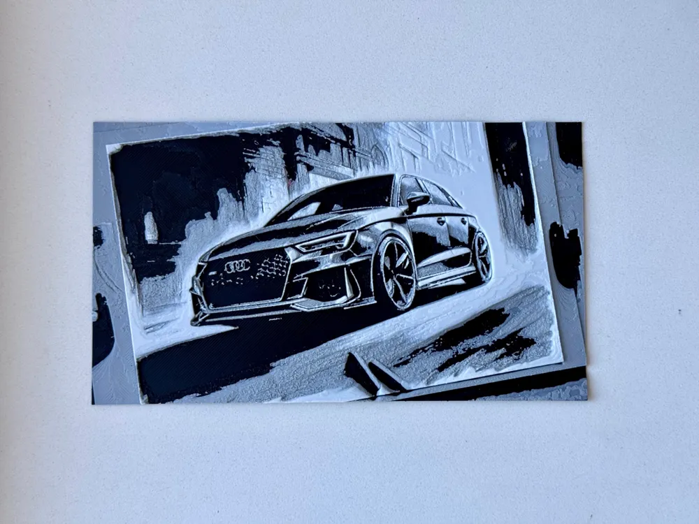 Audi RS3 in charcoal drawing style