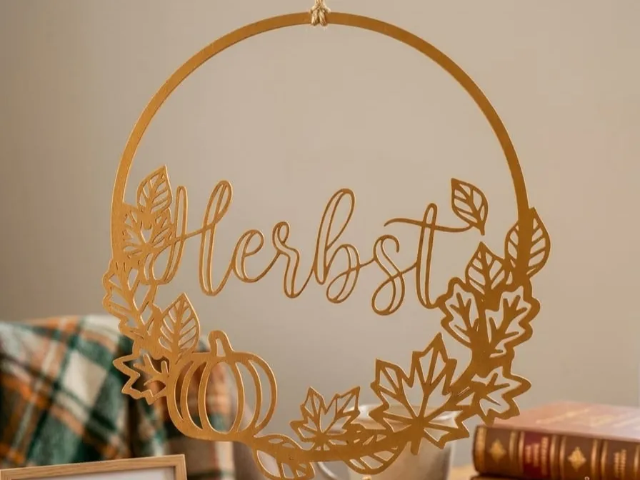 Autumn Wreath Ring with Lettering and Pumpkin, photo 3 of 4 - Autumn Wreath Ring with Lettering and Pumpkin Art