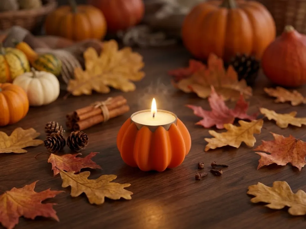 Autumn Pumpkin Tealight Holder, photo 3 of 4 - Autumn Pumpkin Tealight Holder Art