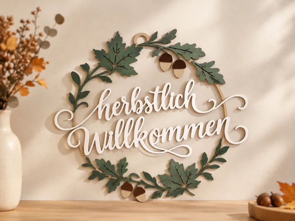 Herbstlich Willkommen, Türkranz & Deko Schild - Decor, in stock in India