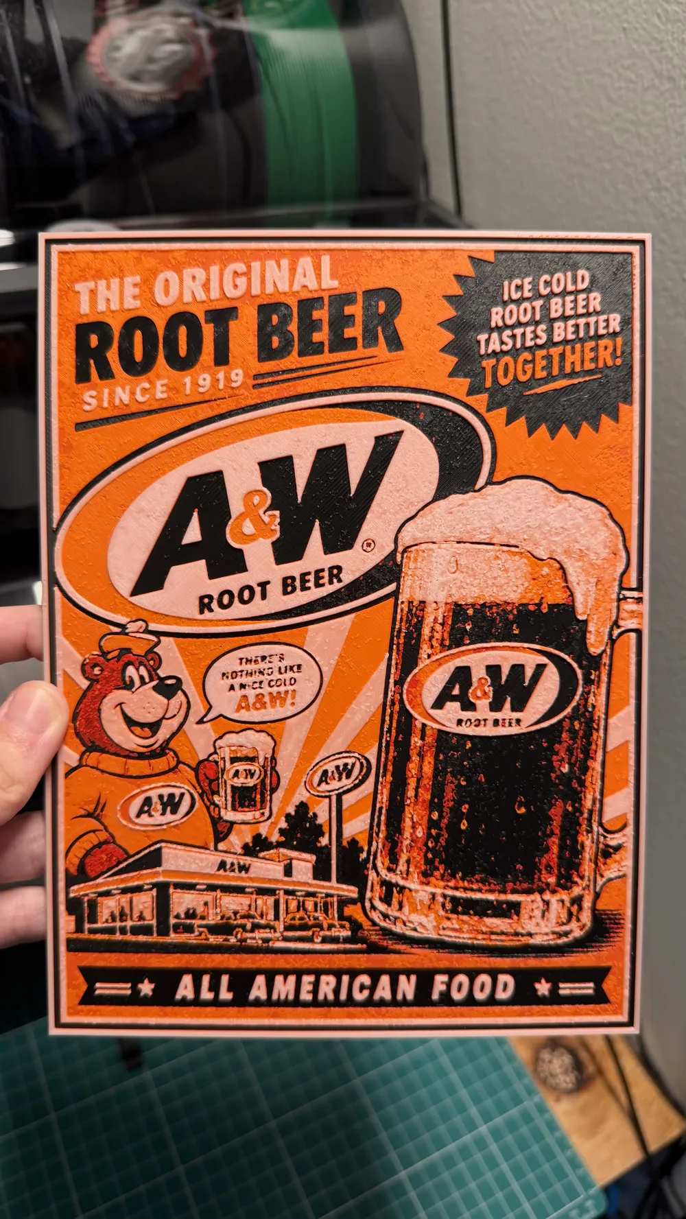 A&W Root Beer Poster HueForge, photo 2 of 4 - A&W Root Beer Poster HueForge Generative Art