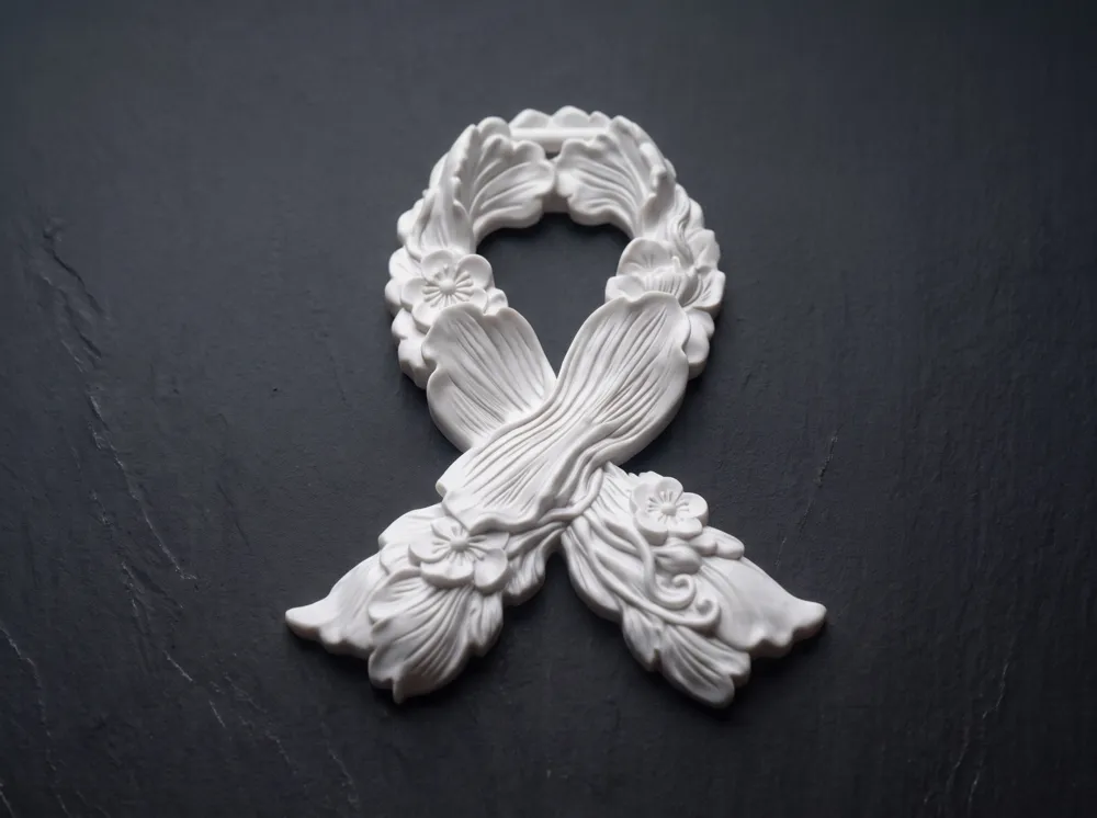 Awareness Flowered Ribbon Brooch, photo 3 of 4 - Awareness Flowered Ribbon Brooch Fashion