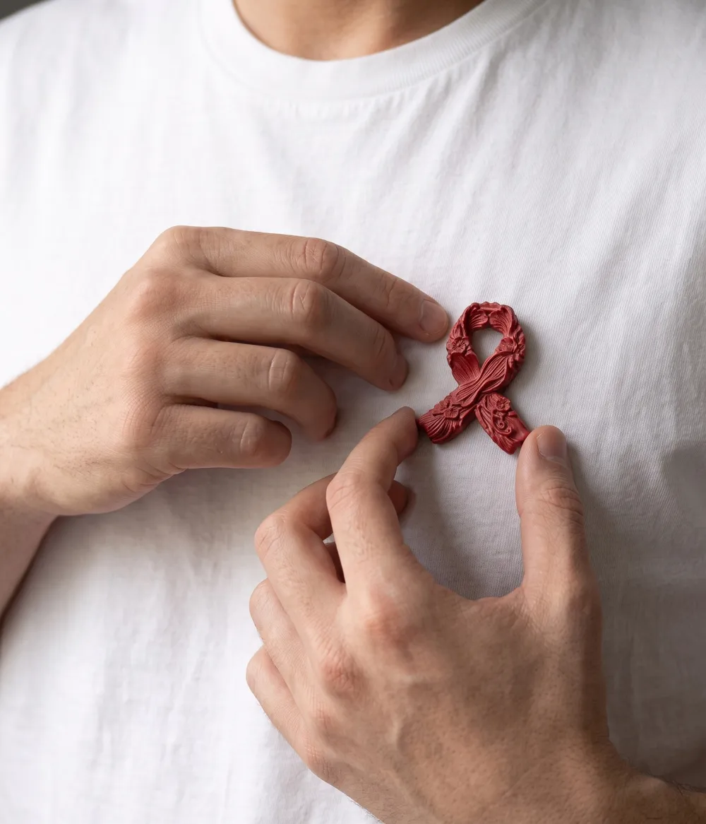 Awareness Flowered Ribbon Brooch, photo 4 of 4 - Awareness Flowered Ribbon Brooch Fashion