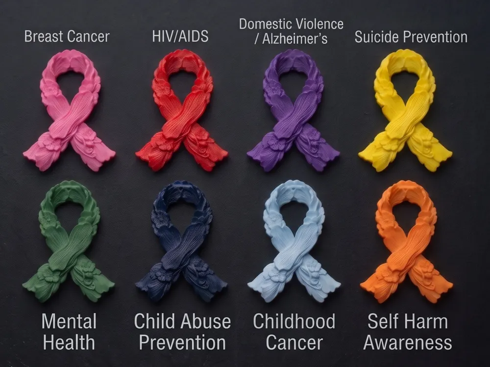 Awareness Flowered Ribbon Brooch - Fashion Accessories, in stock in India