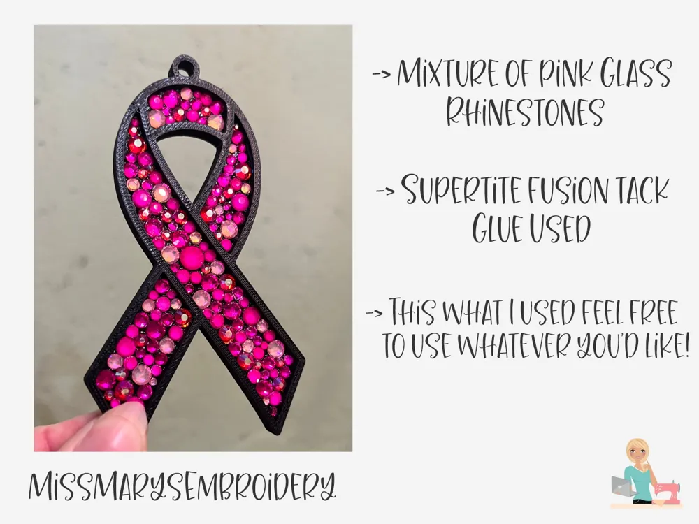 Awareness Ribbon Bezel UV Resin Rhinestone Pendant, photo 2 of 4 - Awareness Ribbon Bezel UV Resin Rhinestone Pendant Jewellery & Accessories