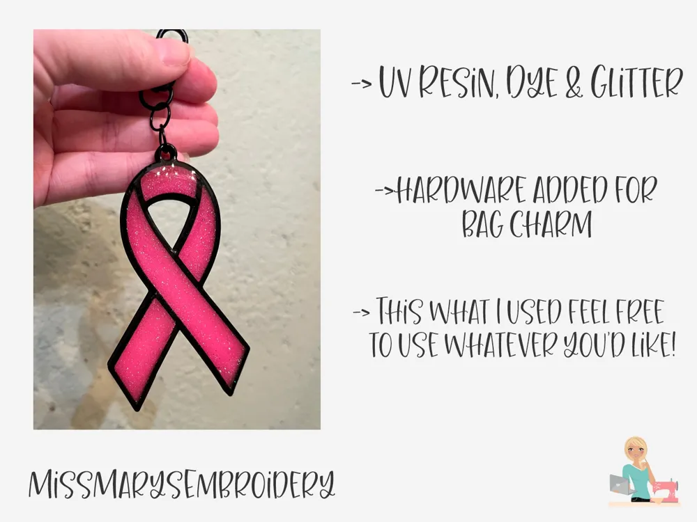 Awareness Ribbon Bezel UV Resin Rhinestone Pendant, photo 3 of 4 - Awareness Ribbon Bezel UV Resin Rhinestone Pendant Jewellery & Accessories