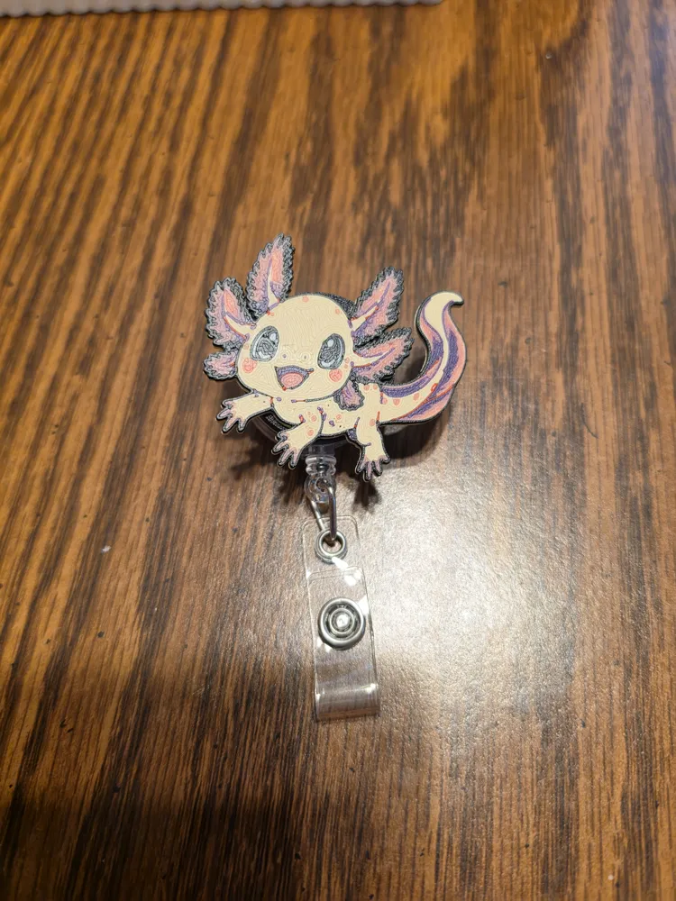 Axolotl Badge Reel/Magnet, photo 3 of 4 - Axolotl Badge Reel/Magnet Fashion