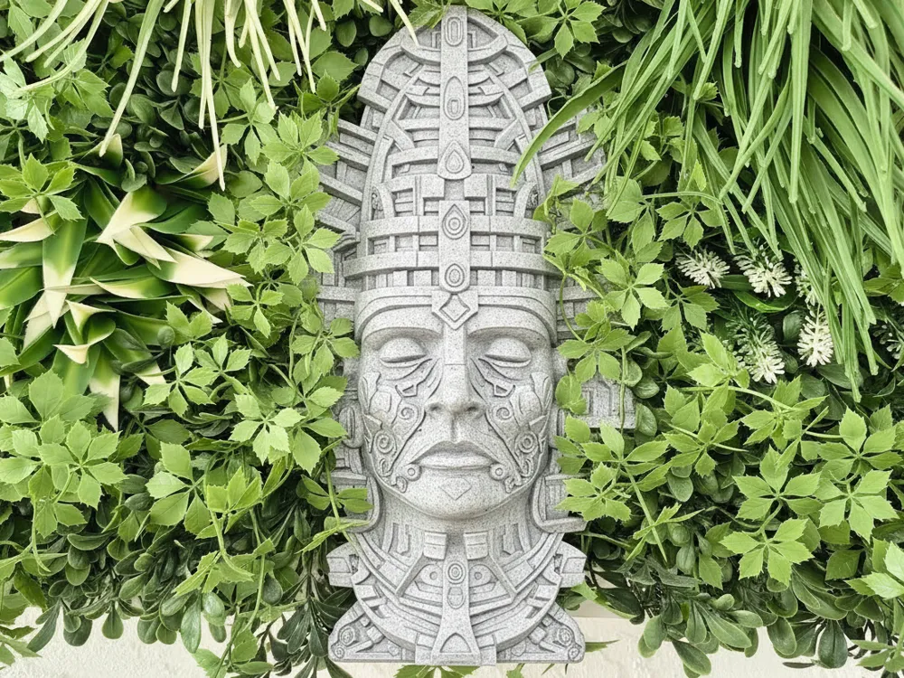 Aztec mask - bas-relief decor - model two