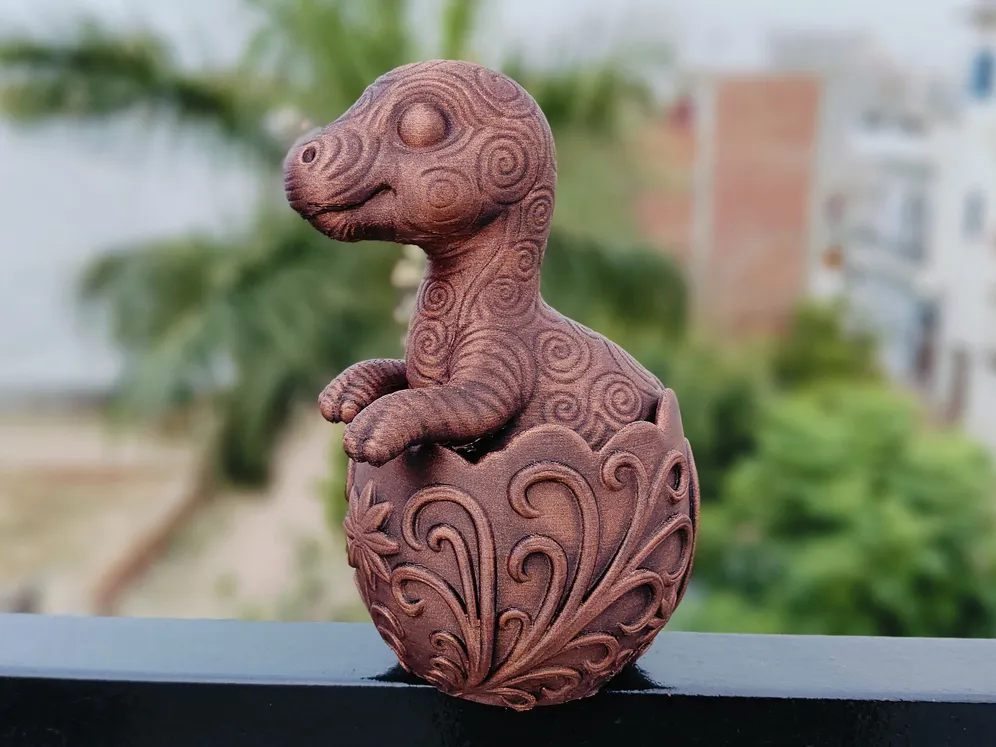 Baby Brontosaurus in Ornamental Egg, Cute Dino