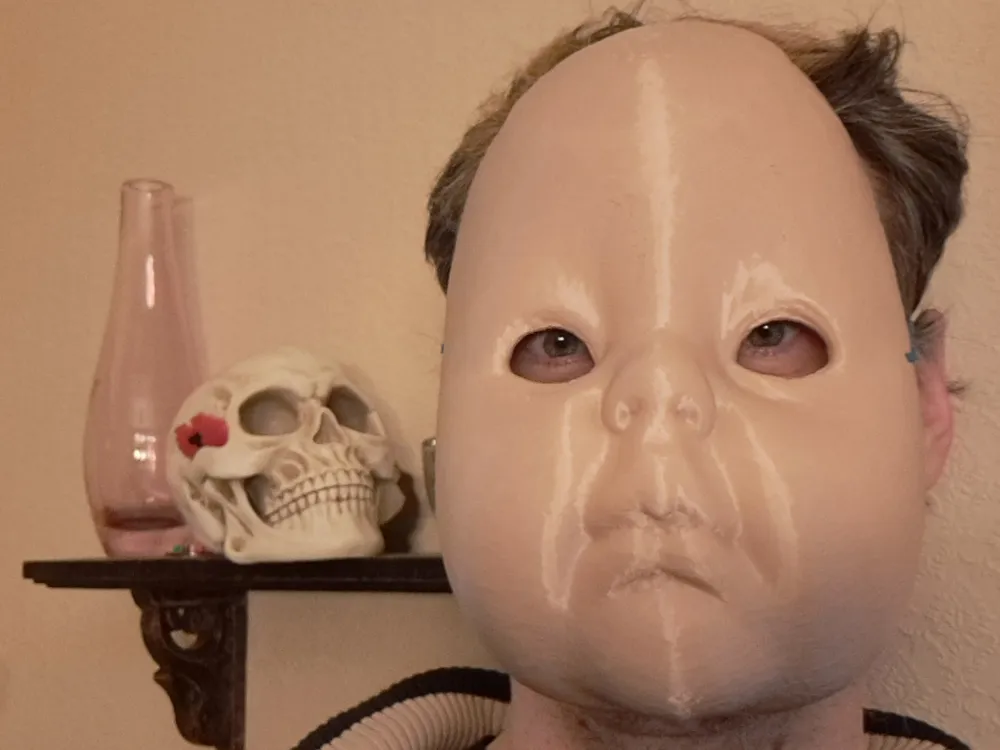 Baby Face Doll Mask, photo 2 of 4 - Skull & Horror Masks, scary