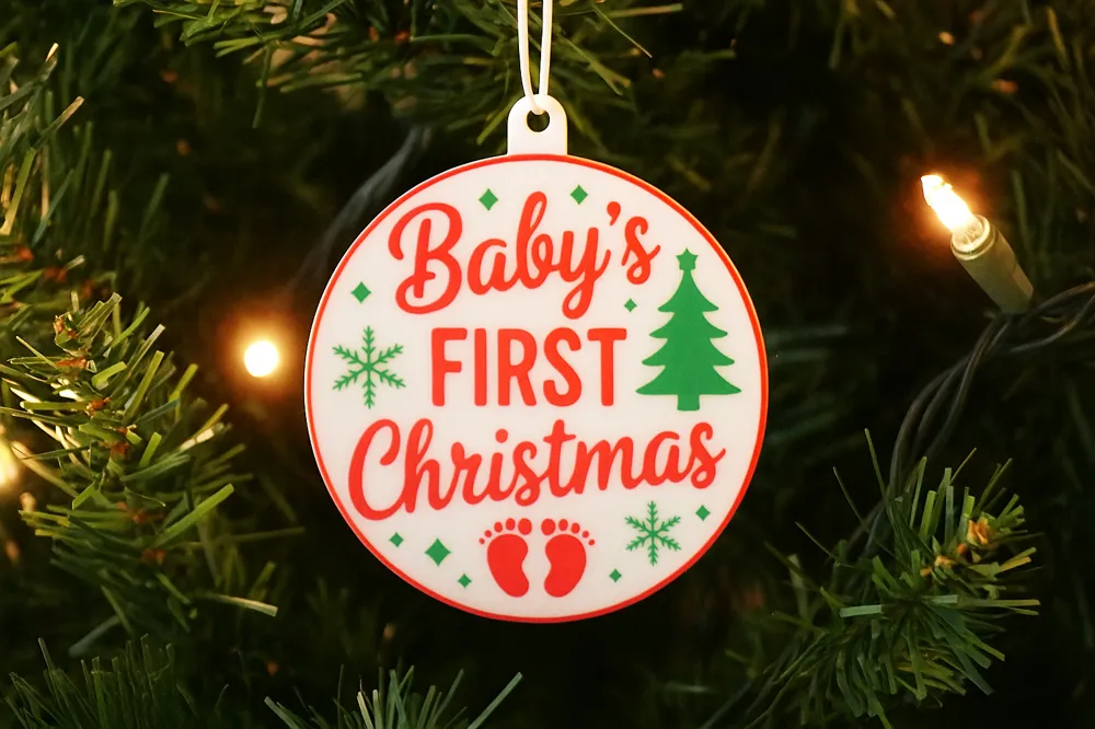 Baby's First Christmas Ornament - 2 Sided, photo 2 of 4 - Personalised Christmas Ornaments, tree