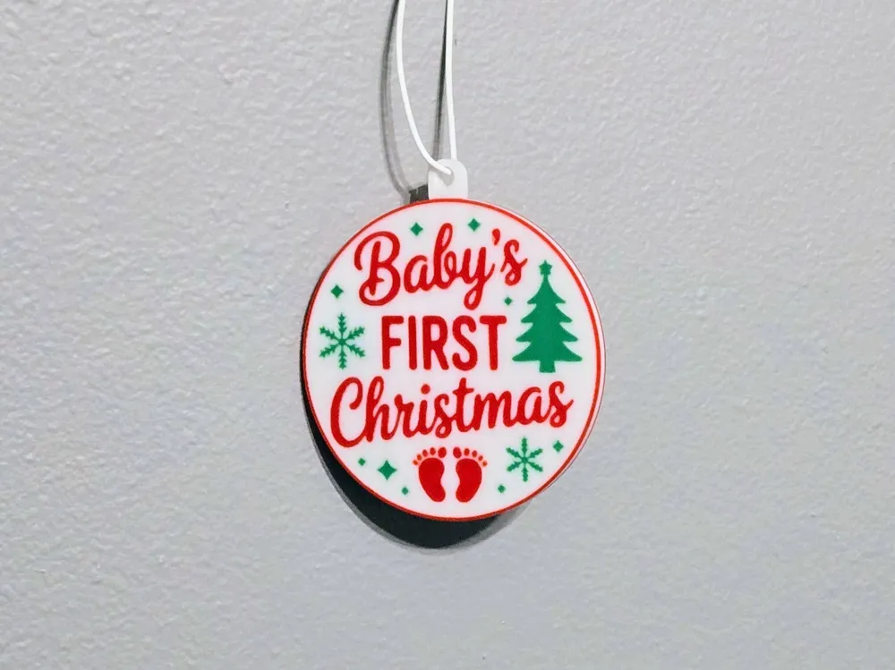Baby's First Christmas Ornament - 2 Sided, photo 3 of 4 - Personalised Christmas Ornaments, merry