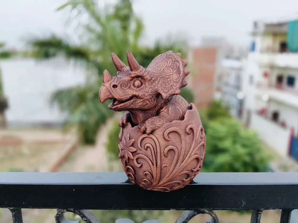 Baby Triceratops in Ornamental Egg, Cute Dino