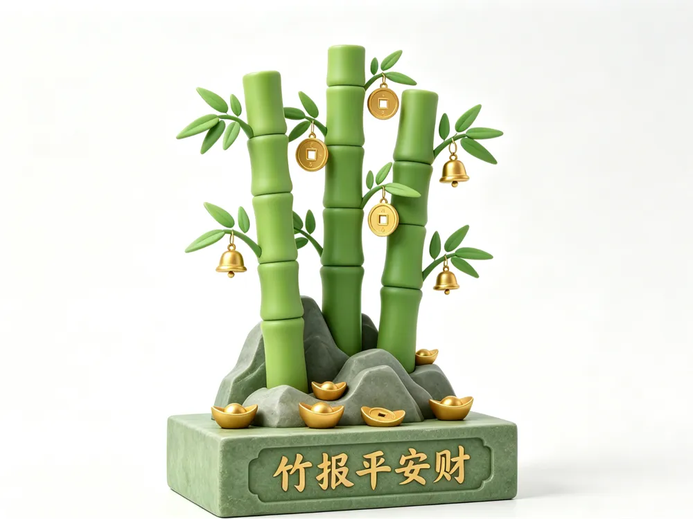 竹报平安・节节高升 招财竹摆件 - Home Accents, in stock
