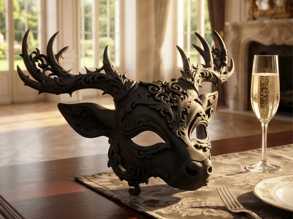 Baroque Regal Deer Mask - Sylvan Majesty