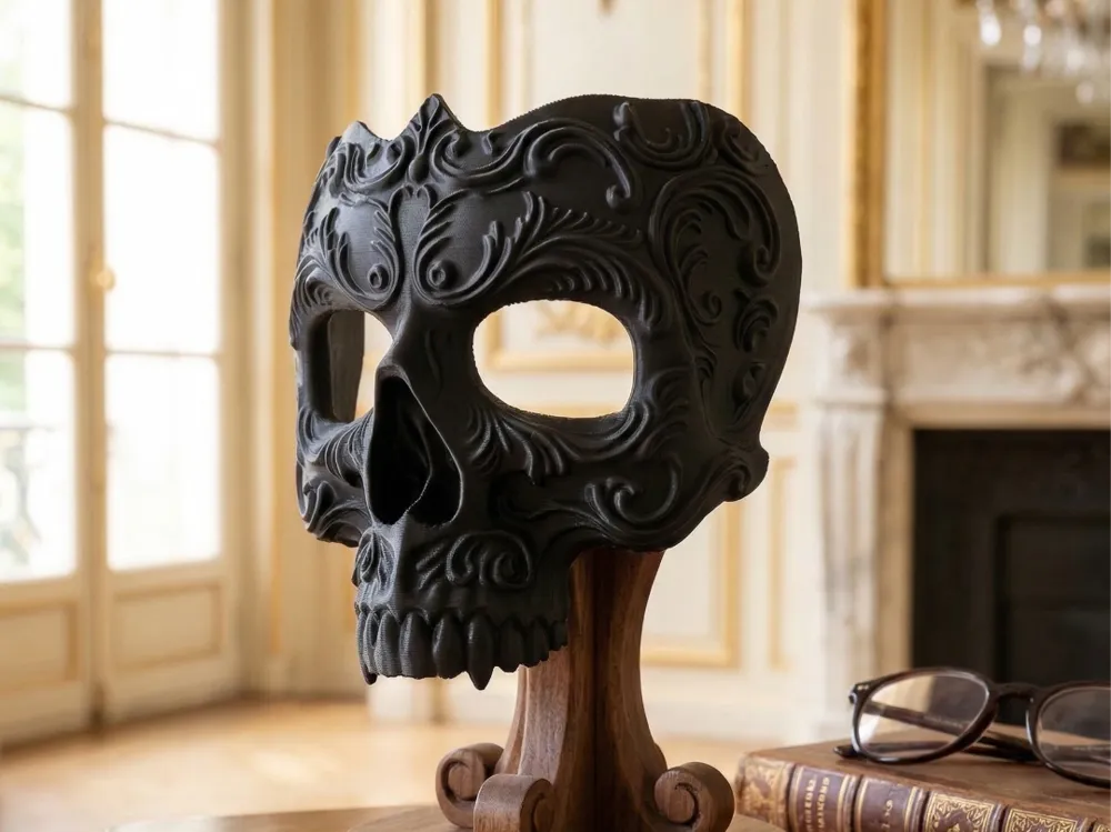 Baroque Skull Mask - Ornate Memento Mori, photo 4 of 4 - Baroque Skull Mask - Ornate Memento Mori Props & Cosplay
