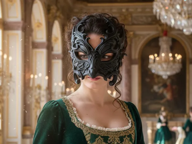 Baroque Venetian Mask: Midnight Elegance, photo 4 of 4 - Baroque Venetian Mask: Midnight Elegance Props & Cosplay